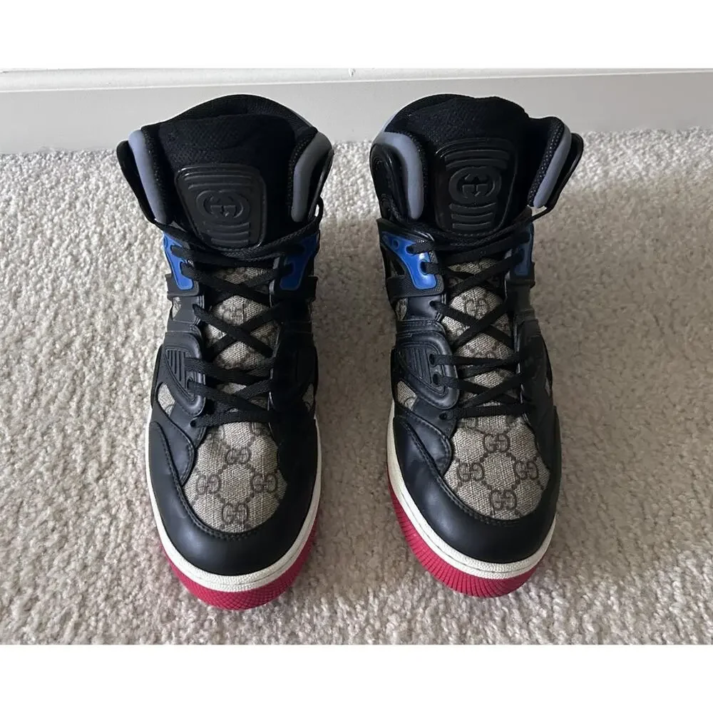 Authentic Gucci Basket high-top sneakers Demetra GG 8.5 (fits US 9.5) 673077